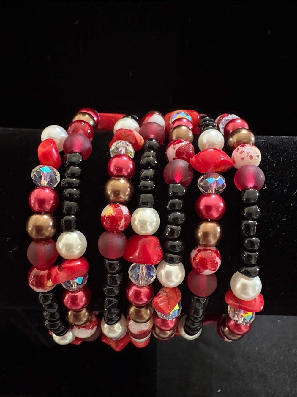 Red Beaded Wrap Bracelet